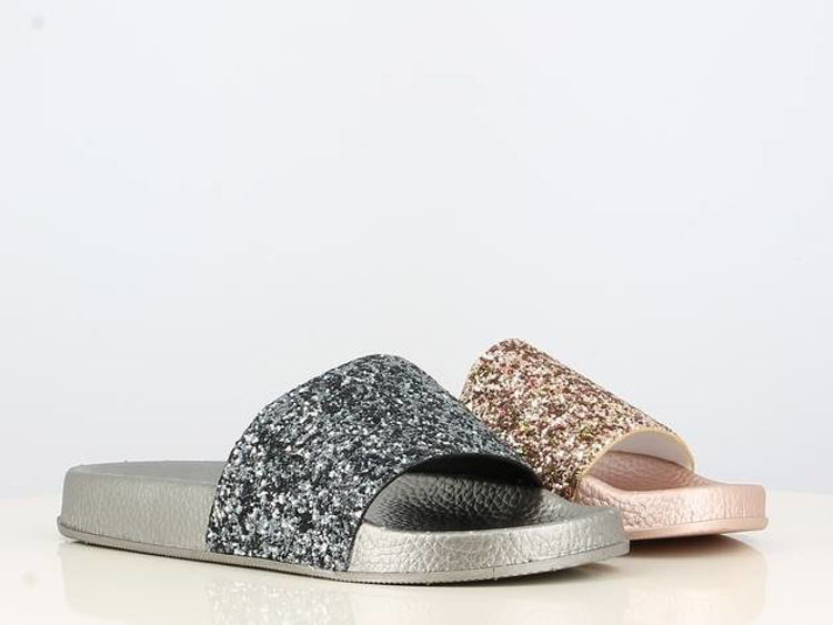Picture of B463280- SILVER GLITERY OLDER GIRLS / LADIES SLIDERS
